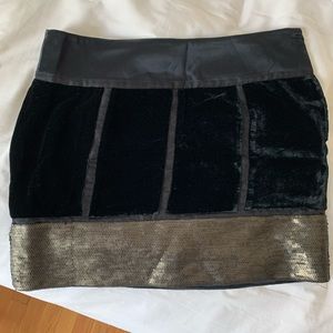 Diane Von Furstenberg Black Velvet Sequin mini Skirt